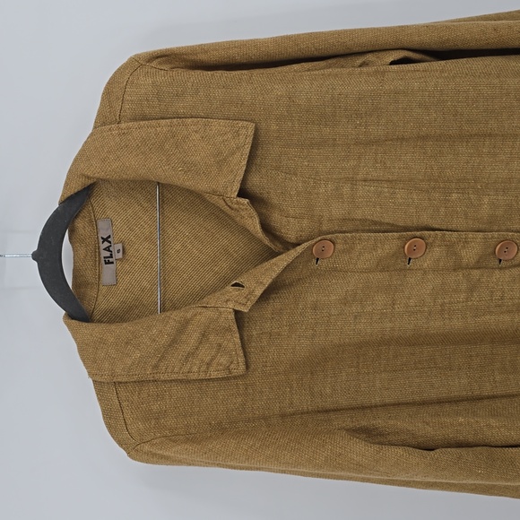 Flax Linen Button Down Blouse Yellowish Women's Size S - Picture 3 of 9